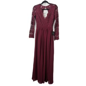 NWT Lulus Awaken My Love Burgundy Lace Maxi Dress Women’s Medium